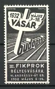 Präge-Reklamemarke Budapest, Vásár 1932, Messelogo Schriftzug