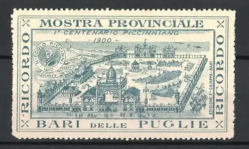 Reklamemarke Bari, Mostra Provinciale & I. Centenario Piccinniano 1900, Stadtansicht