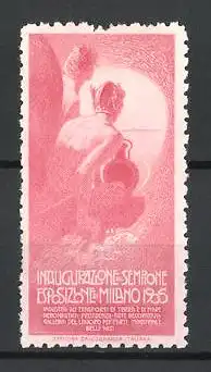 Reklamemarke Milano, Esposizione 1905, Inaugurazione dell Sempione, Hermes blickt auf das Meer hinaus