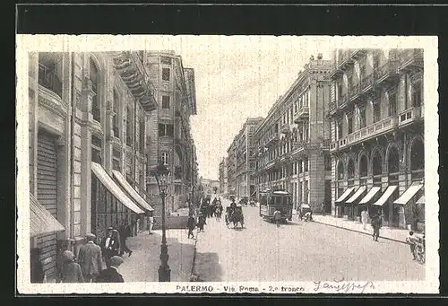 AK Palermo, Via Roma e Tramway, Strassenbahn