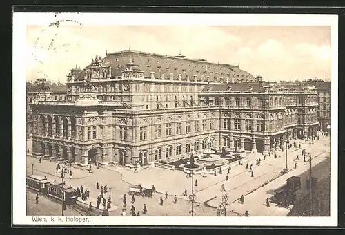 AK Wien, Strassenbahn an der K. k. Hofoper