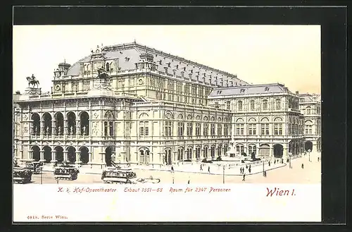 AK Wien, Strassenbahnen am Hof-Operntheater