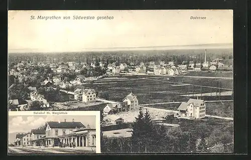 AK St. Margrethen, Panorama von Südwesten und Bahnhof