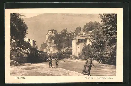 AK Rovereto, Castello e Torrente Leno