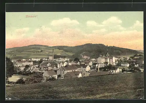 AK Hronov, Panoramablick von der Bergwiese