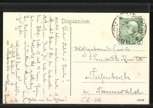 AK Hronov, Panoramablick von der Bergwiese