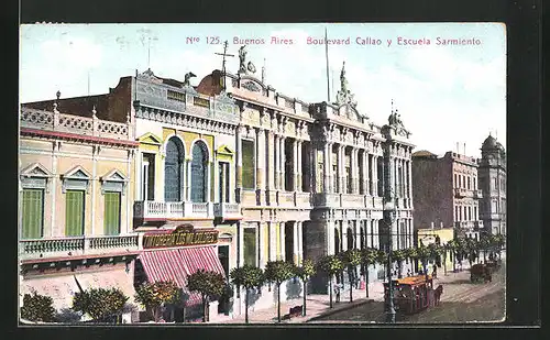 AK Buenos Aires, Boulevard Callao y Escuela Sarmiento