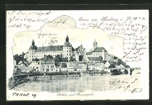 AK Neuburg a. D., Schloss am Donauufer