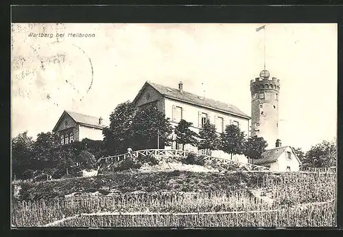 AK Heilbronn, Gasthaus und Aussichtsturm auf dem Wartberg