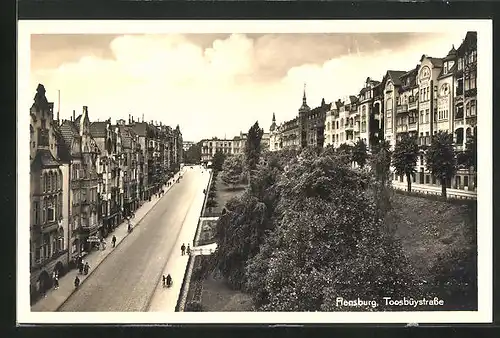 AK Flensburg, Toosbüystrasse aus der Vogelschau