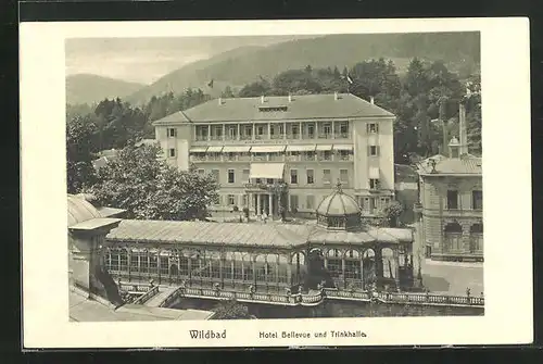 AK Wildbad, Hotel Bellevue mit Trinkhalle