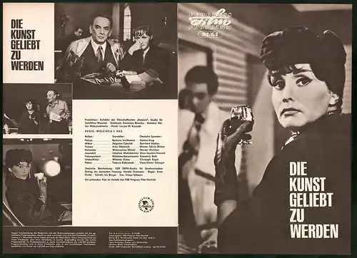 Filmprogramm PFP Nr. 92 /63, Die Kunst geliebt zu werden, Barbara Krafftowna, Zbigniew Cybulski, Regie: Wojciech J. Has