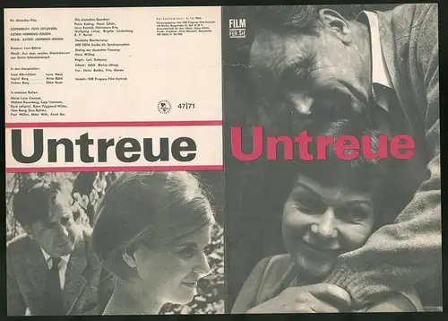 Filmprogramm Film für Sie Nr. 47 /71, Untreue, Lone Hertz, Anita Björk, Regie: Astrid Henning-Jensen