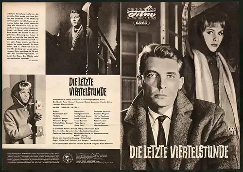 Filmprogramm PFP Nr. 68 /63, Die letzte Viertelstunde, Georges Rivière, Lucile Saint-Simon, Regie: Roger Saltel