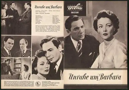 Filmprogramm PFP Nr. 105 /60, Unruhe um Barbara, Gene Tierney, Leo Genn, Regie: Anthony Pélissier
