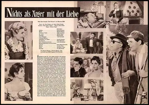 Filmprogramm PFP Nr. 89 /57, Nichts als Ärger mit der Liebe, Sonja Ziemann, Winnie Markus, Regie: Thomas Engel