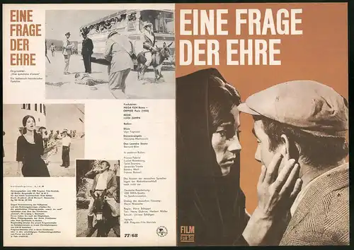Filmprogramm Film für Sie Nr. 77 /68, Eine Frage der Ehre, Ugo Tognazzi, Nicoletta Machiavelli, Regie: Luigi Zampa