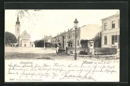 AK Wien-Mauer, Hauptplatz mit Kirche