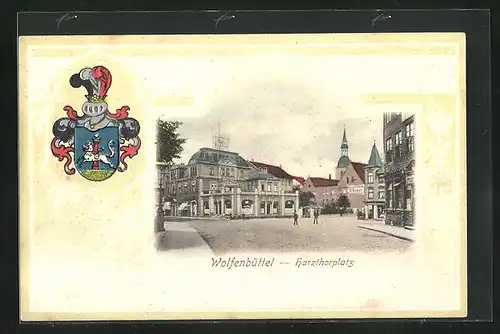 Präge-AK Wolfenbüttel, Harzthorplatz, Stadtwappen