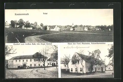 AK Konnersreuth, Gasthof zum weissen Ross, Haus des Ferd. Neumann Schneidermeister, Totalansicht