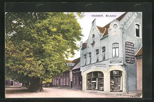 AK Vreden, Kirchplatz mit Geschäften