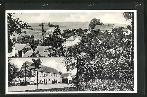 AK Kleinbobritzsch, Gasthaus und Materialwarengeschäft von Martin Weichelt, Teilansicht