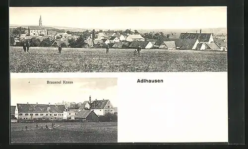 AK Adlhausen, Brauerei Kraus, Totalansicht vom Ort