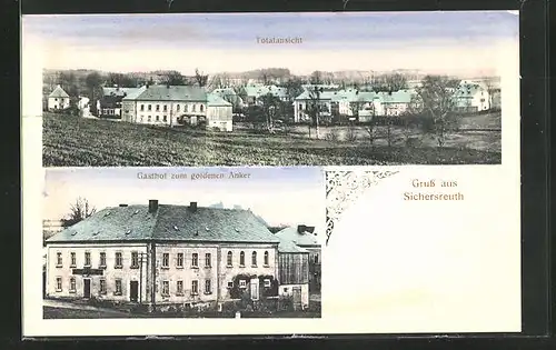 AK Sichersreuth, Gasthof zum goldenen Adler, Totalansicht