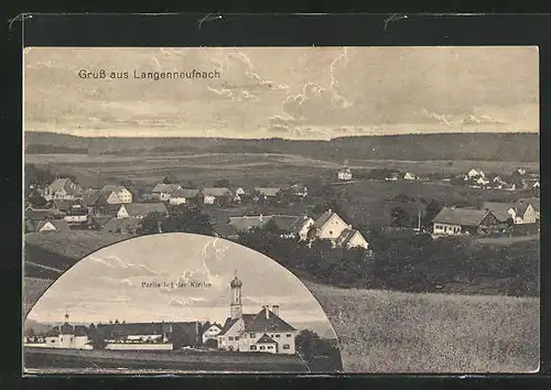 AK Langenneufnach, Partie bei der Kirche, Totalansicht