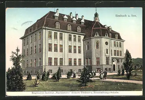 Goldfenster-AK Simbach a. Inn, Englisches Institut Marienhöhe Höhere Törchter- und Haushaltungs-Schule