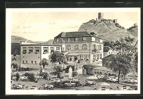 Künstler-AK Kobern a. d. Mosel, Weinhaus und Hotel Heinr. Haupt