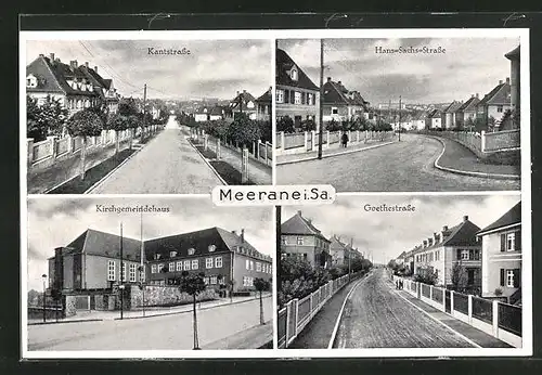 AK Meerane i. Sa., Kirchgemeindehaus, Kantstrasse, Goethestrasse