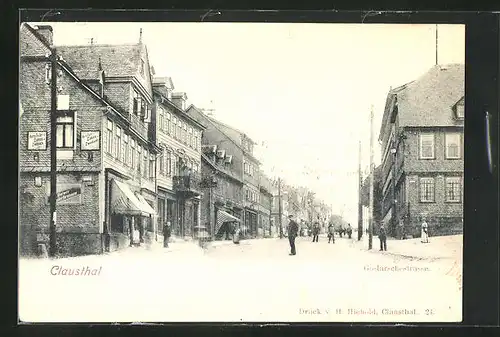 AK Clausthal, Goslarschestrasse mit Geschäften