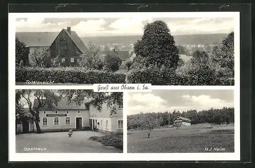 AK Ohorn i. Sa., Gasthaus, H. J. Heim, Totalansicht