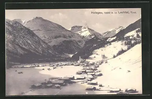 AK Holzgau im Lechtal, Ortsansicht im Winter