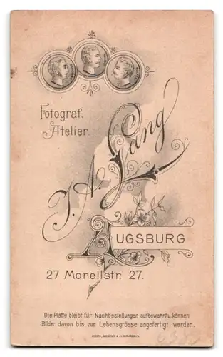 Fotografie I. A. Lang, Augsburg, Morellstr. 27, Portrait Soldat in Uniform Rgt. 3