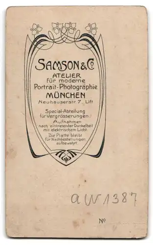 Fotografie Samson & Co., München, Neuhauserstr. 7, Portrait junge Dame mit Halskette & Ohrringen