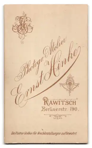 Fotografie Ernst Hinke, Rawitsch, Berlinerstr. 190, Portrait junge Dame trägt Kleid mit Puffärmeln