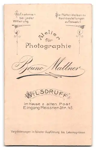 Fotografie Bruno Mattner, Wilsdruff, Meissner Strasse 43, Portrait junge Dame im geblümten Kleid