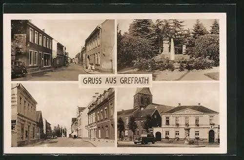 AK Grefrath, Strassenpartien im Ort, Im Park, Bei der Kirche