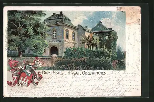 Lithographie Odenkirchen, Burg-Hotel v. H. Vogt