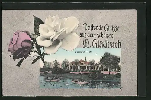 AK M. Gladbach, Volksgarten mit Boote