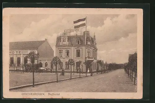 AK Odenkirchen, Badhotel mit Reichsfahne