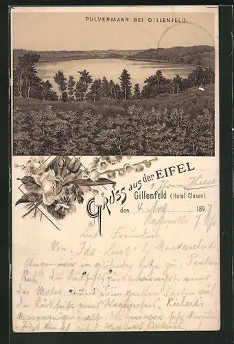 Lithographie Gillenfeld / Eifel, Pulvermaar