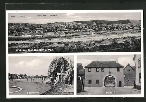 AK Thüngersheim a. Main, Schwimmbad, Stadt-Tor, Totalansicht