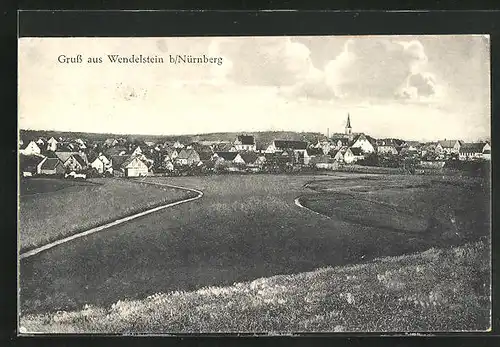 AK Wendelstein bei Nürnberg, Totalansicht mit Kirchturm