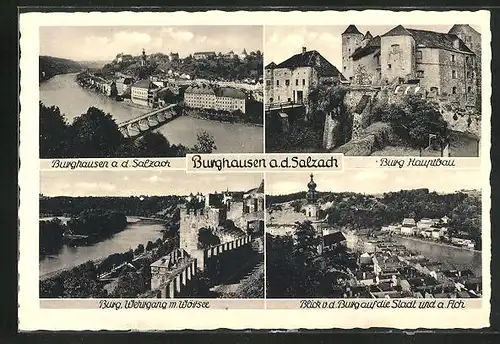 AK Burghausen a.d. Salzach, Burg Hauptbau und Wehrgang m. Wöllsee