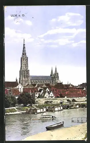 AK Ulm a.D., Stadtansicht mit Kirche und Donau