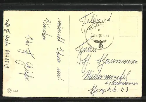 AK Maikäfer, Birkenzweig, Pfingstgruss