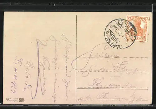 Künstler-AK Birkenzweig, Maikäfer, Pfingstgruss